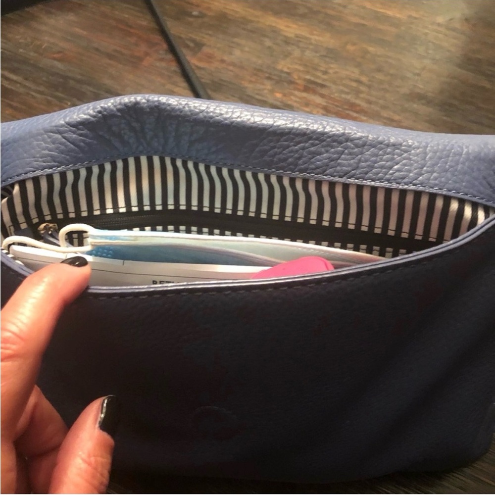 kate spade Cream and Blue Leather Fold-Over Crossbody - Picture 5 of 10